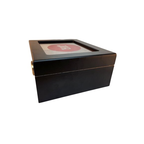 Black Wooden Cigar Humidor With Glass Top & Analog Hygrometer 10x9x4.5 Inches - Picture 6 of 11